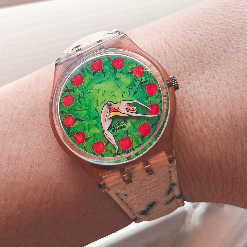 Swatch Vintage 1994 Adam and Eve Leather Watch